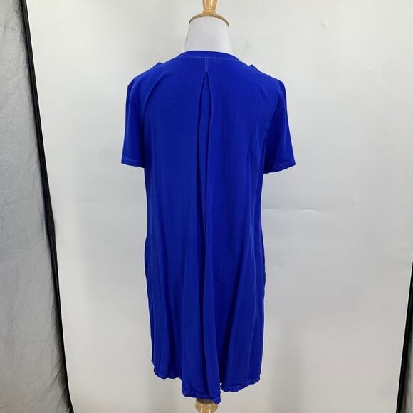 Splendid Tee Dress Womens S Small Royal Short Sleeve Chest Pockets Stretch Mini - Picture 6 of 11